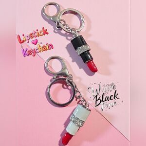 Lipstick Bling Keychain - Black Or Red
